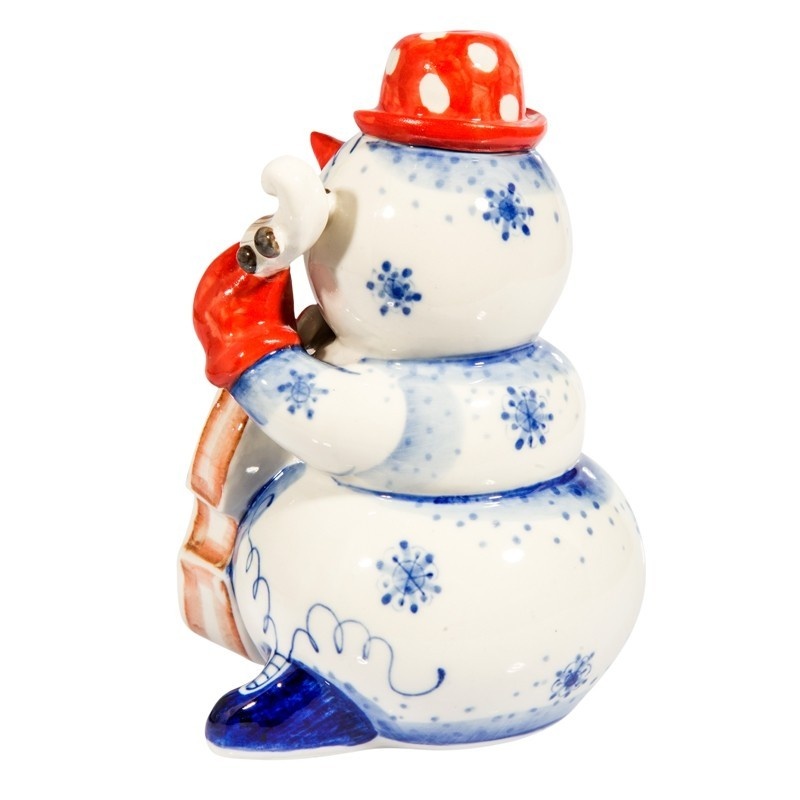 Скульптура Снеговик с контрабасом (подглазурные цветные краски, кобальт) - 993304011