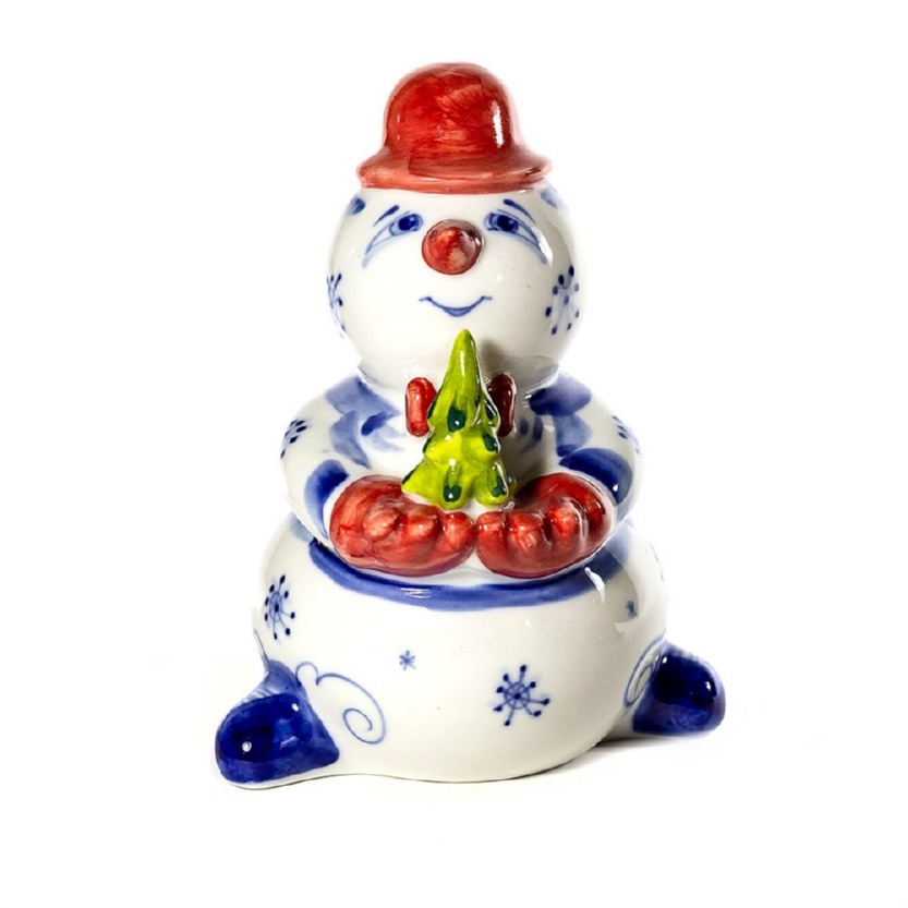 Снеговик с елкой (подглазурная цветная роспись) - 993412631